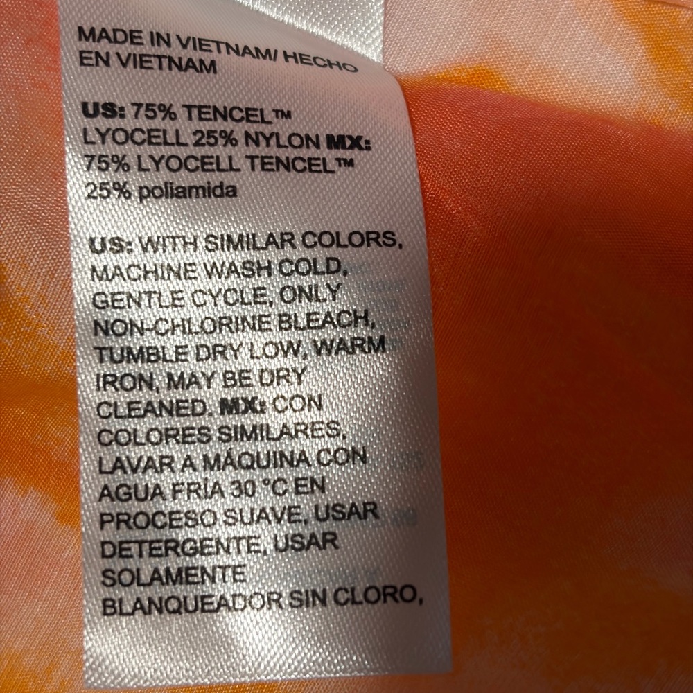 Chicos Pintuck Collar Shirt Watercolor Blend Alabaster Orange Pink Blouse 2 L 12 - Picture 9 of 9
